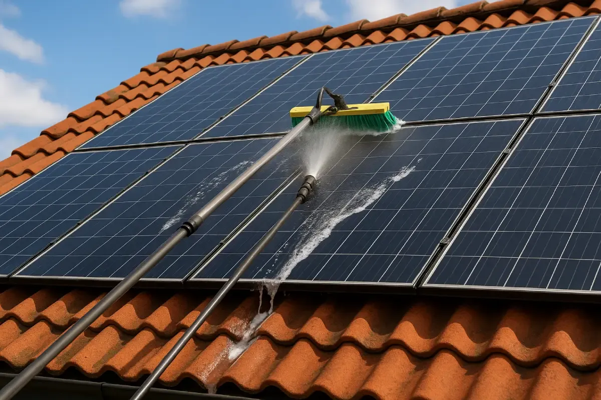 Tips for Cleaning Solar Panels on a Pitched Roof - Golden Rays